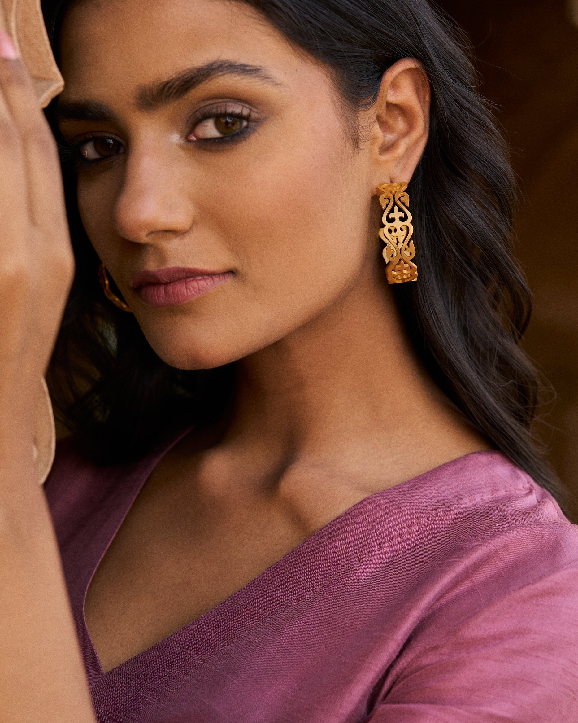 trueBrowns Gold-Polished Hoop Earrings