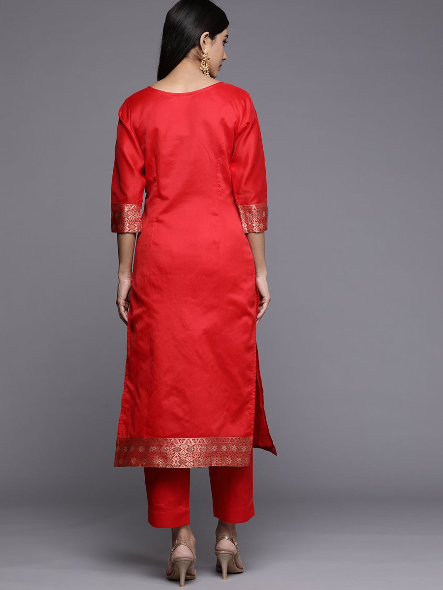 Ahalyaa Women Red Ethnic Motifs Kurta with Trousers