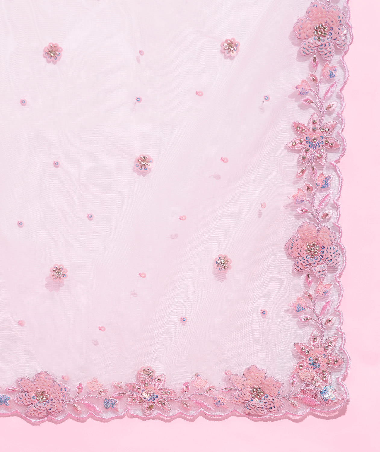 House of Panchhi Pink Color Net Sequins Work Lehenga