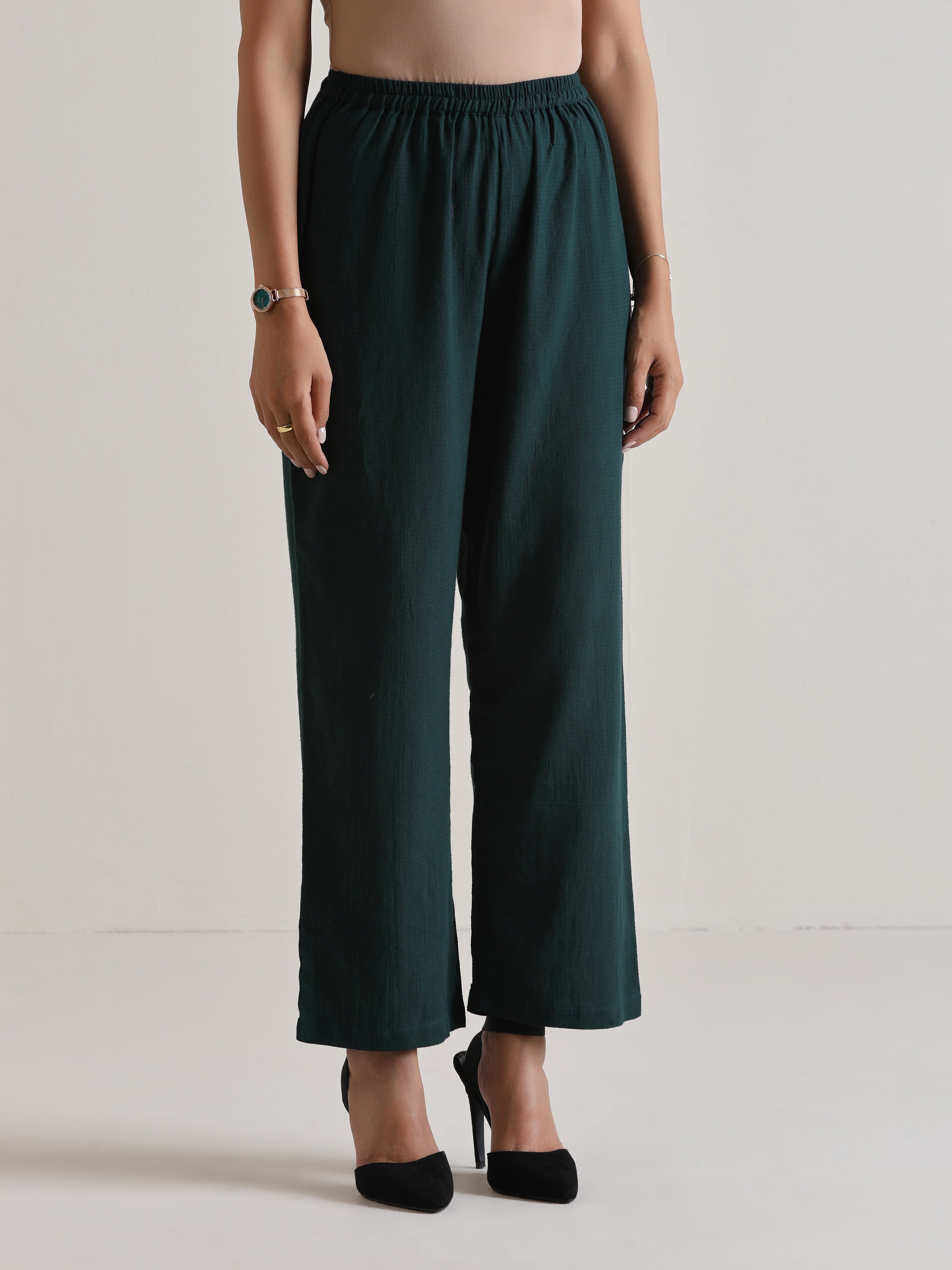 trueBrowns Dark Green Front Placket Co-Ord Set
