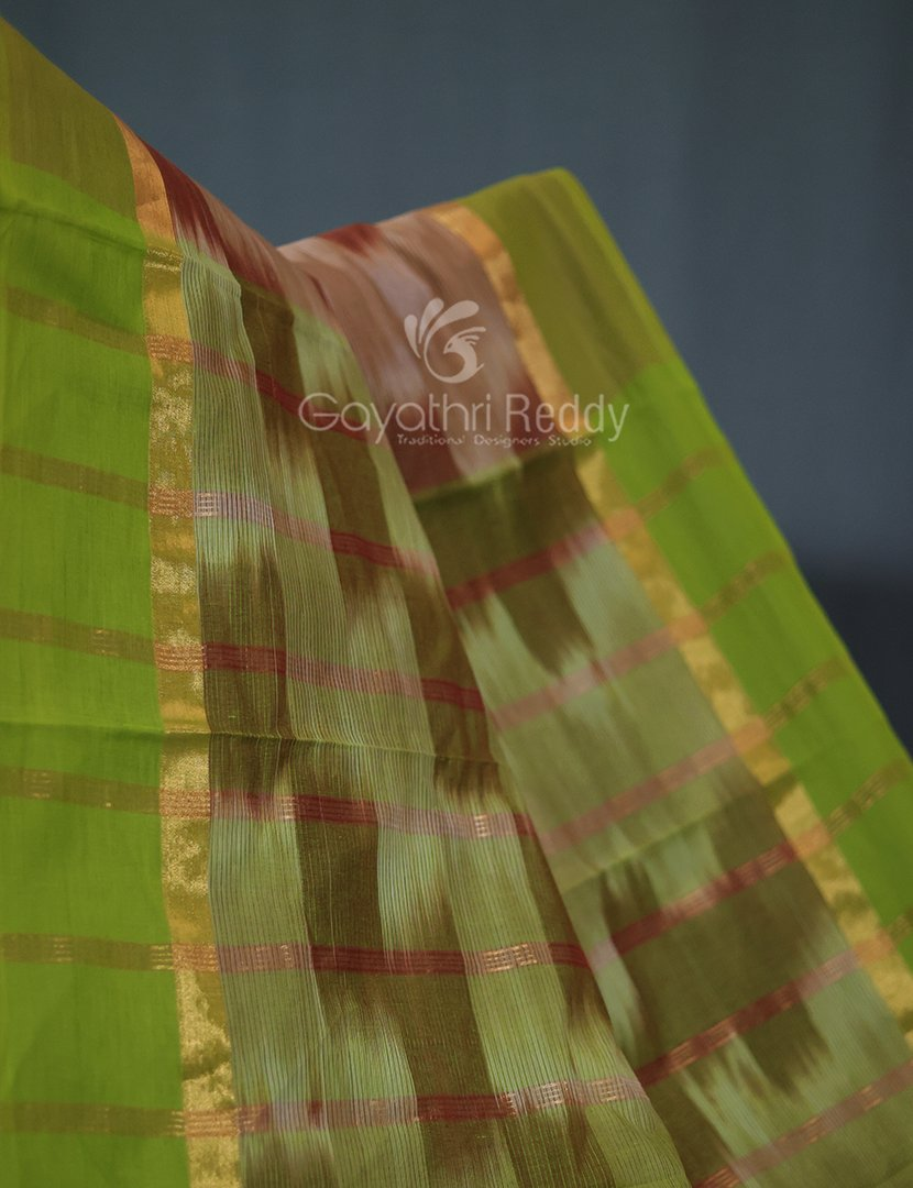 Dual Shades of Beige Mangalagiri Ikkat Cotton Saree By Gayathri Reddy Designer Studio