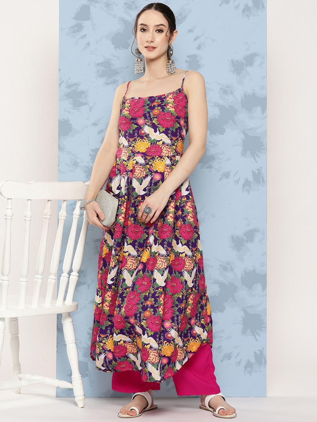 InWeave Women's Navy Bird Japanese Art Strappy Set