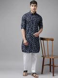 Fabmade Pure Cotton Pathani Kurta Print With Pyjama