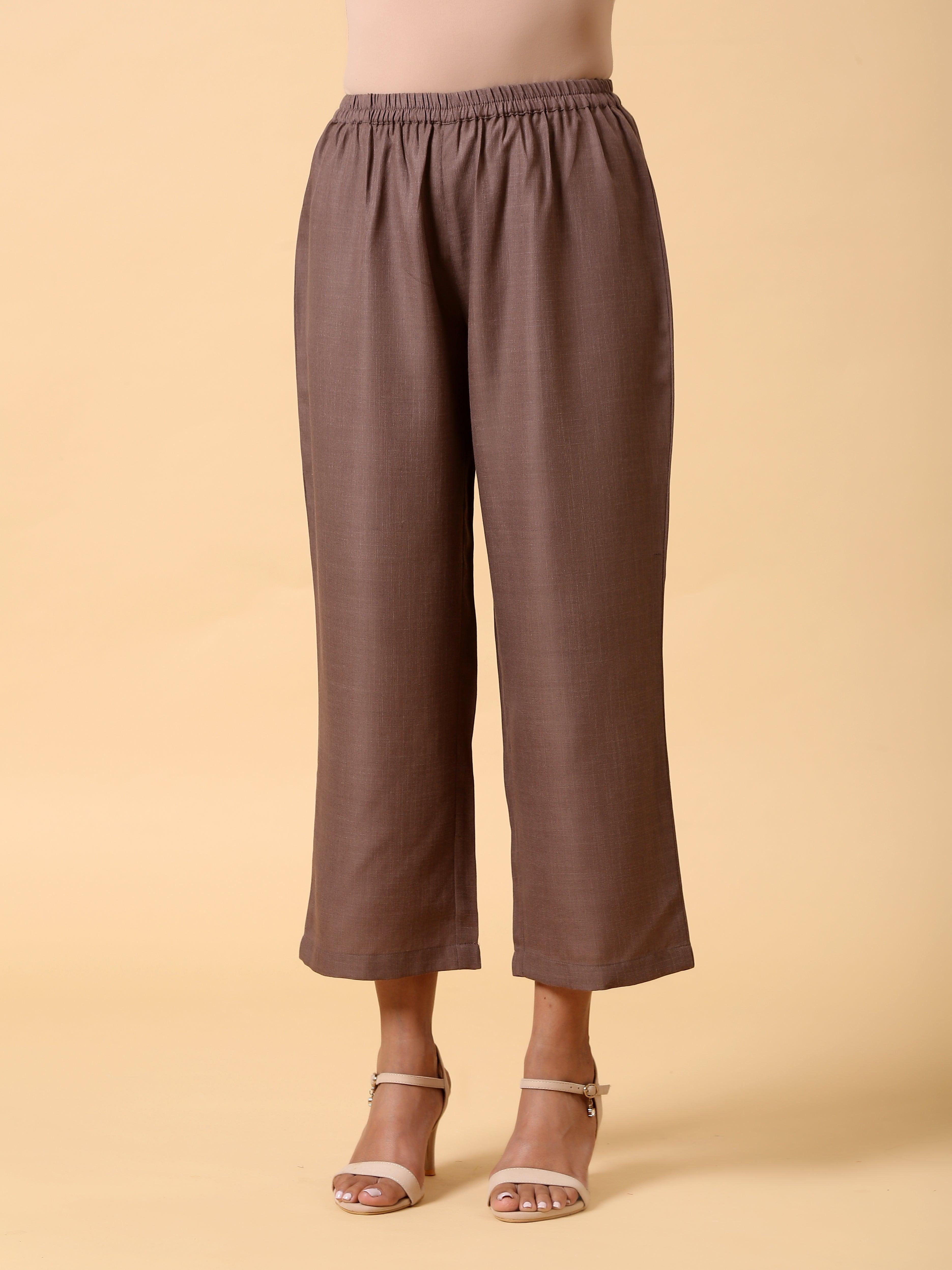 trueBrowns Cotton Linen Burnt Brown Boxy Fit Co-Ord Set