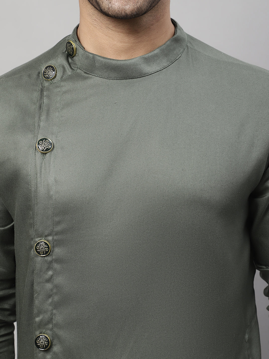 Even Apparels Green Sherwani Kurta With Asymetrical Cut