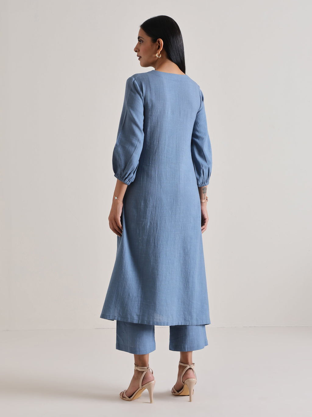 trueBrowns Light Blue Kurta Pant Set