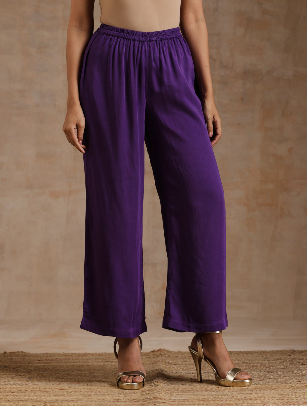 trueBrowns Violet Modal Satin Anarkali Set