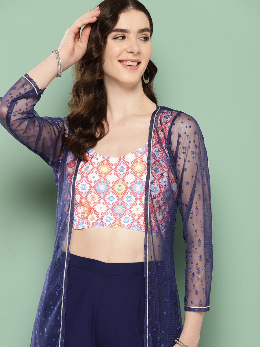 Ahalyaa Printed Ethnic Co-Ords with Shrug