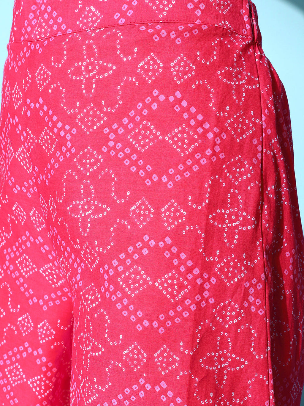 InWeave Women's Pink Bandhani Strappy Kurta Set