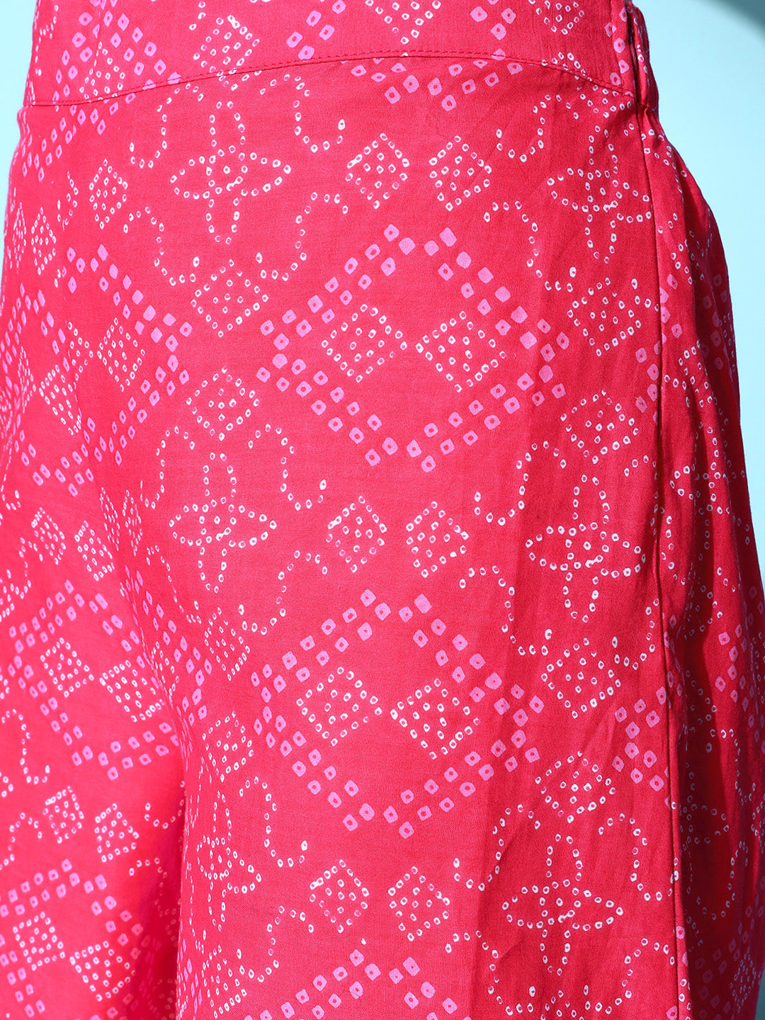 InWeave Women's Pink Bandhani Strappy Kurta Set