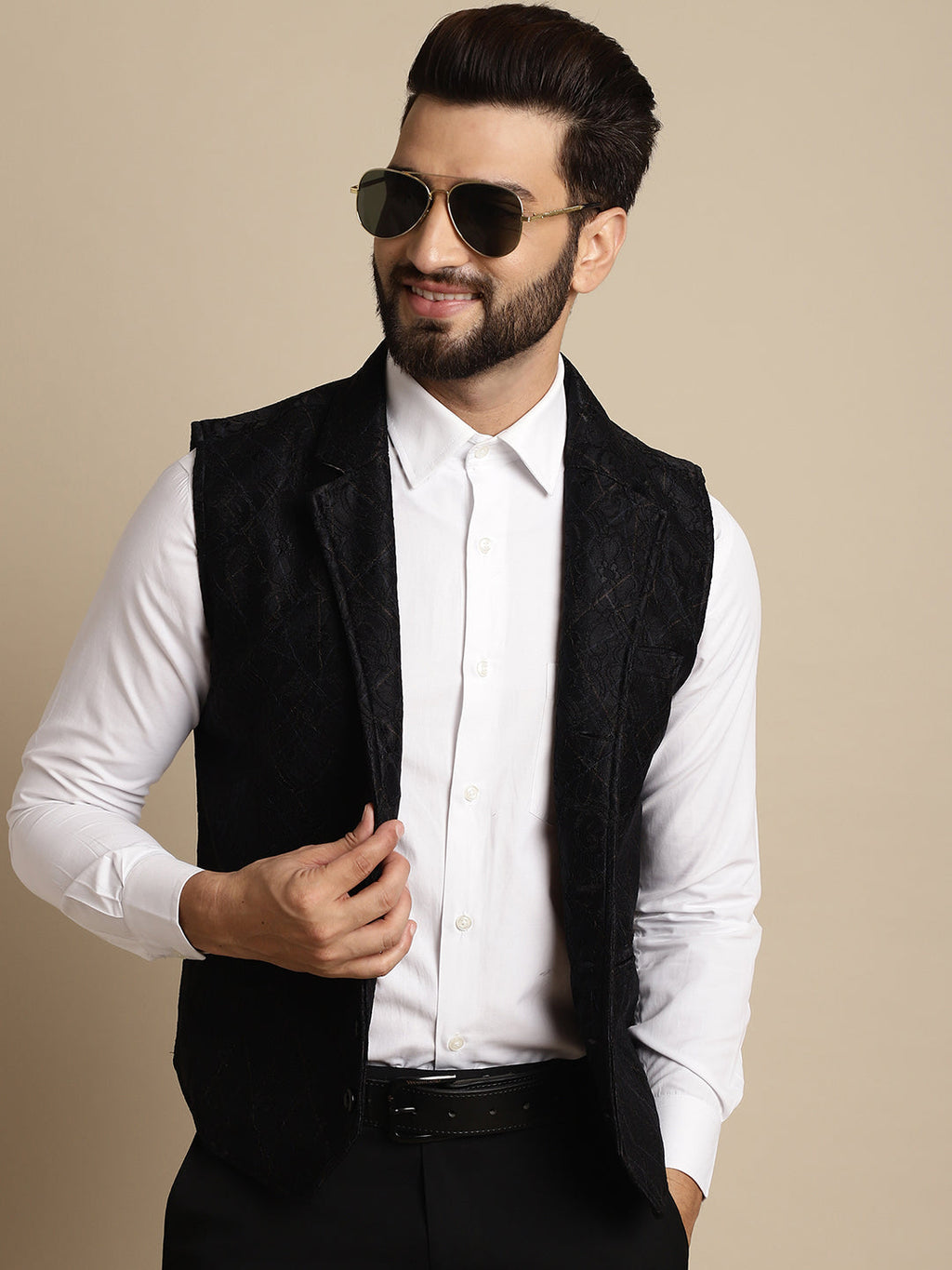 Even Apparels Men's Black Waistcoat with Notched Lapel