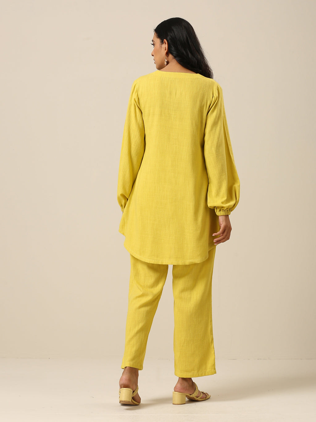 trueBrowns Lime Slub Textured Short Co-Ord Set