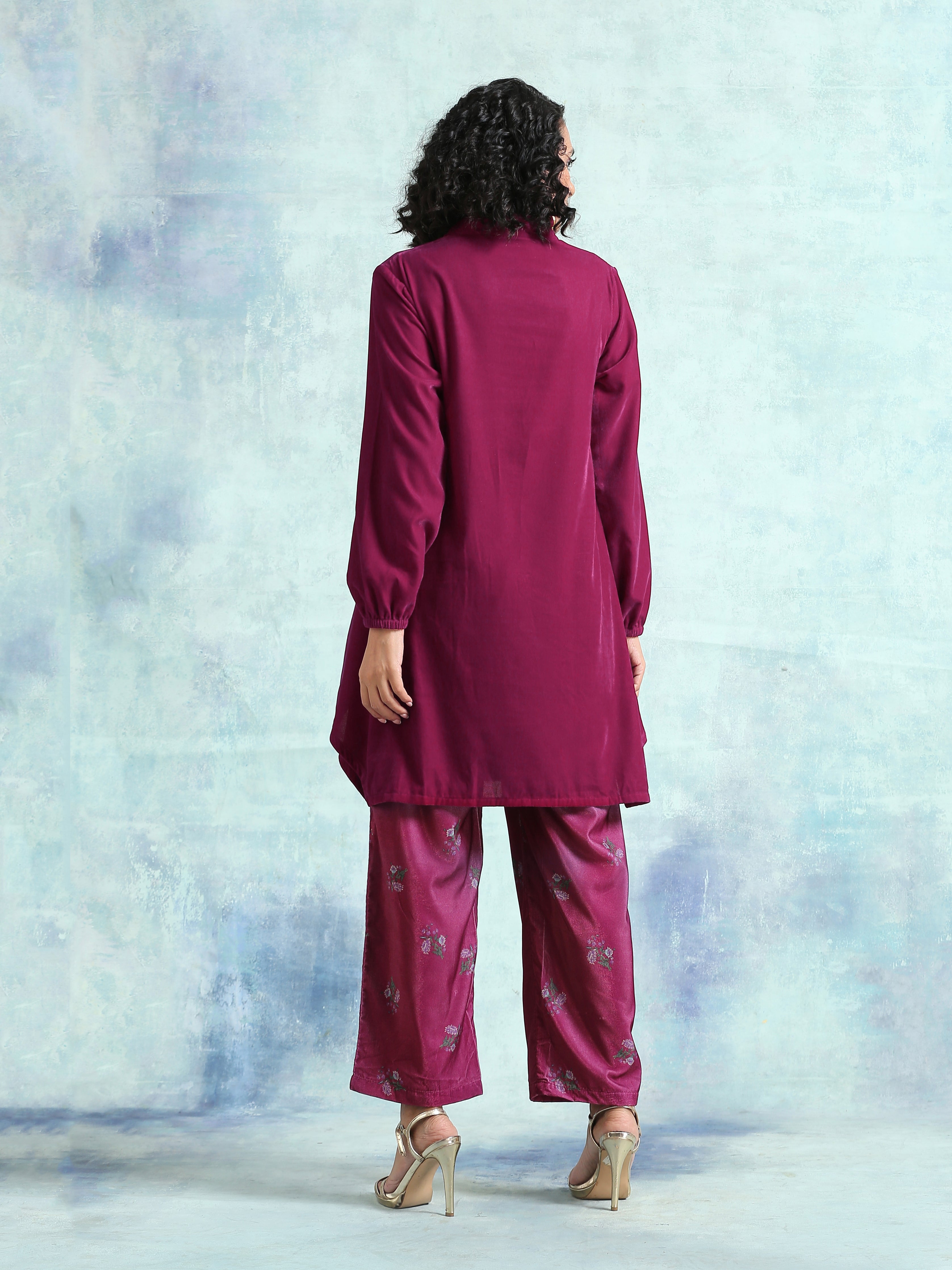 trueBrowns Magenta Velvet Co-Ord Set