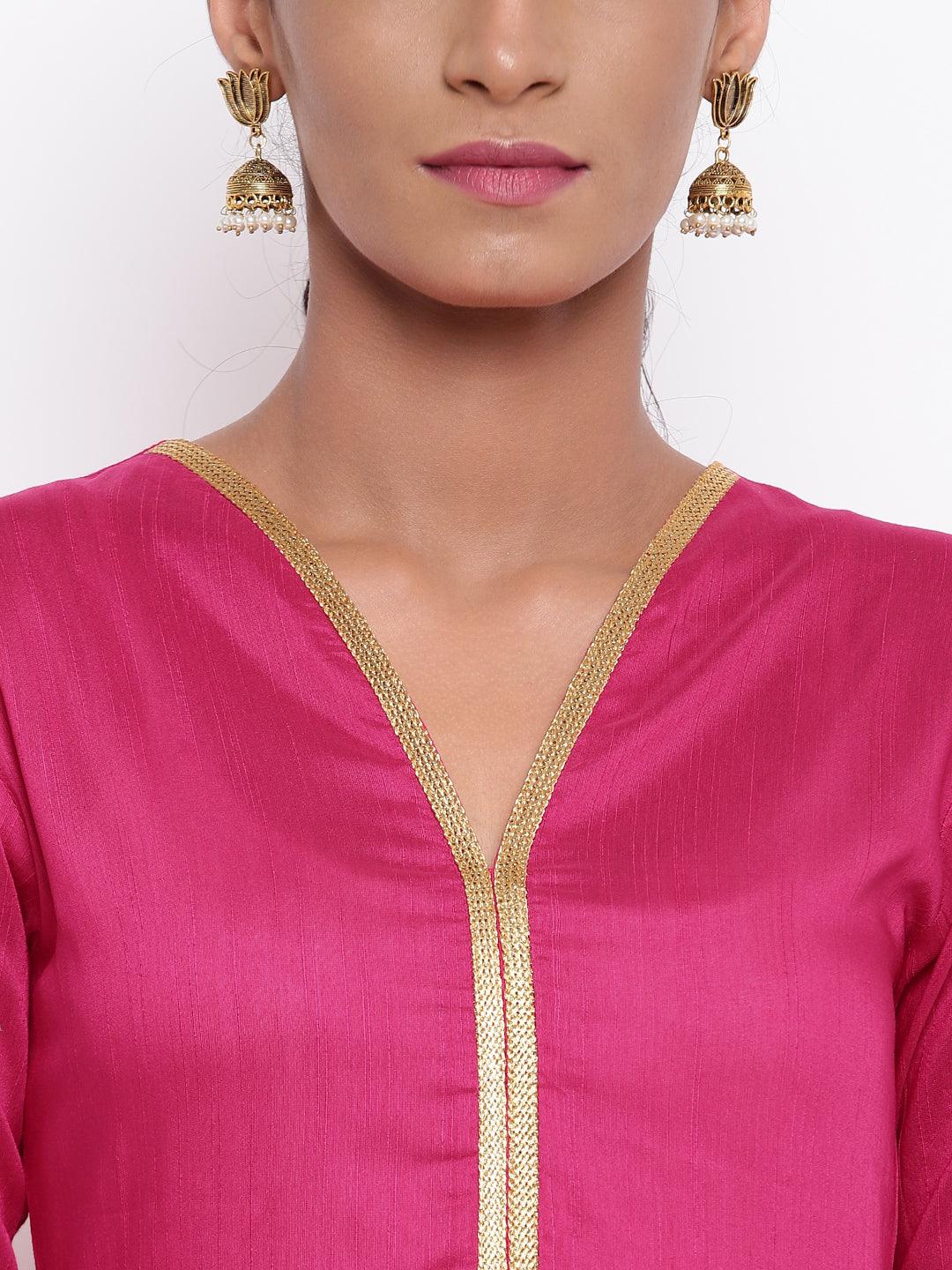 trueBrowns Pink Gold Lace Dress