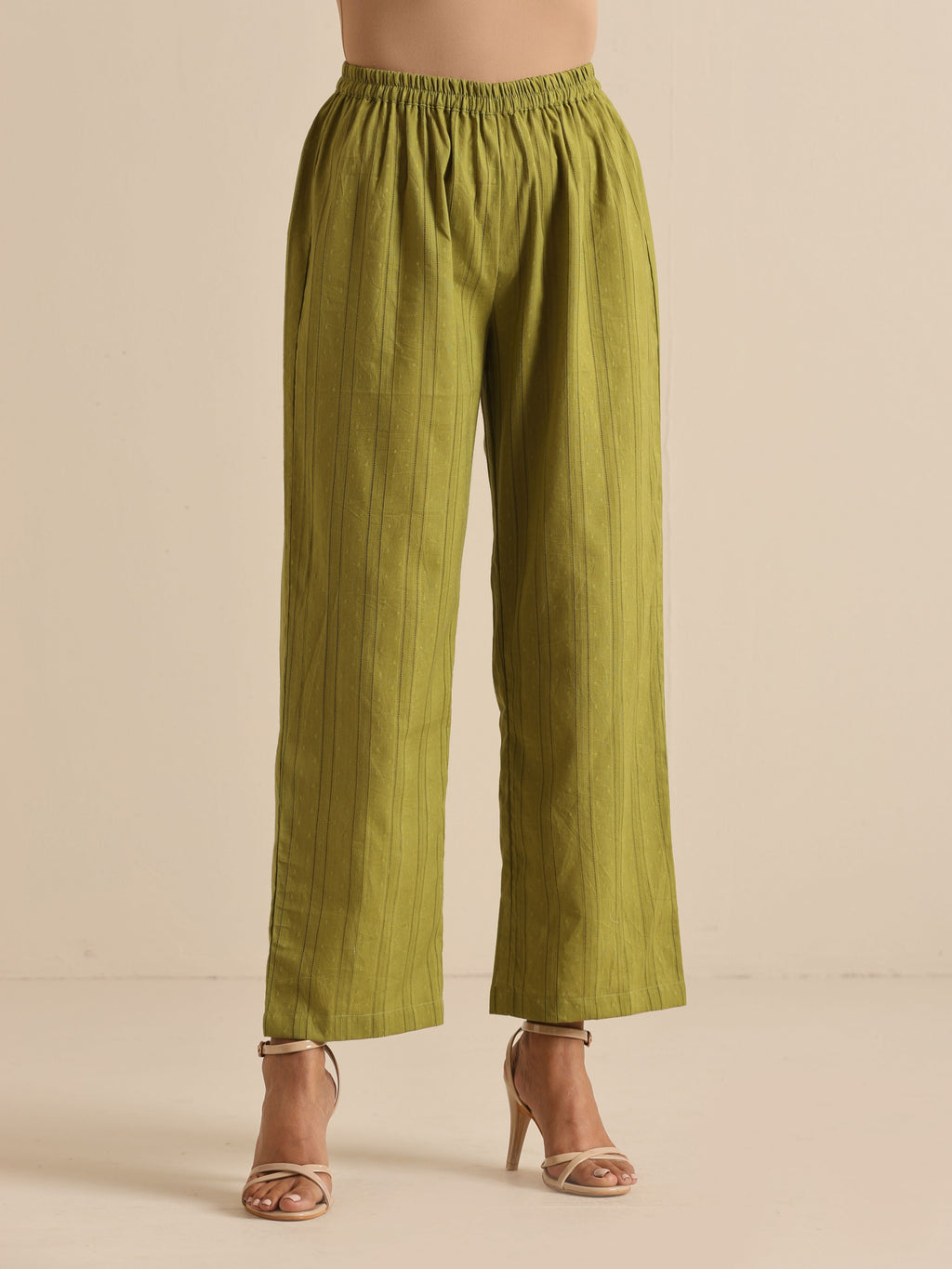 trueBrowns Green Dobby Sleeveless Co-Ord Set