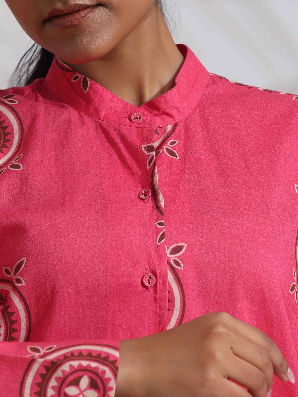 trueBrowns Pink Cotton Print Kurta Co-ord Set
