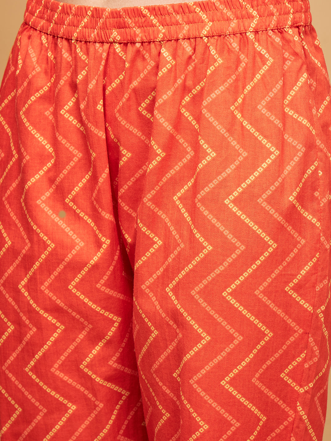 InWeave Women's Orange S Print Alia Cut Gota Work Kurta Set W Mustard Le Du