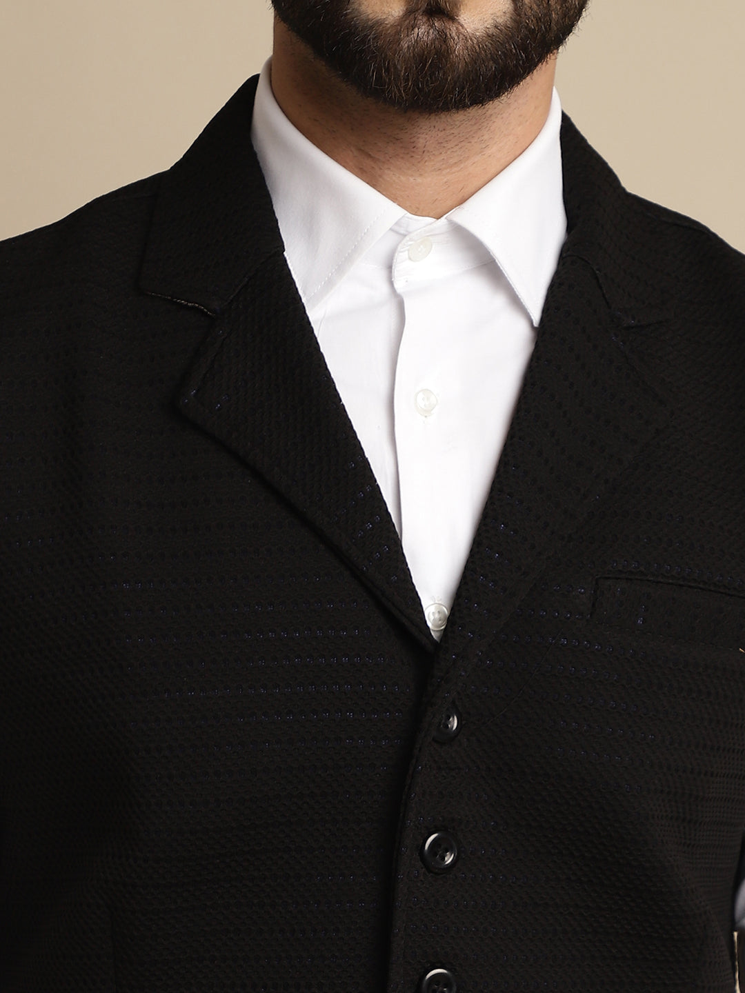 Even Apparels Men's Black Waistcoat with Notched Lapel