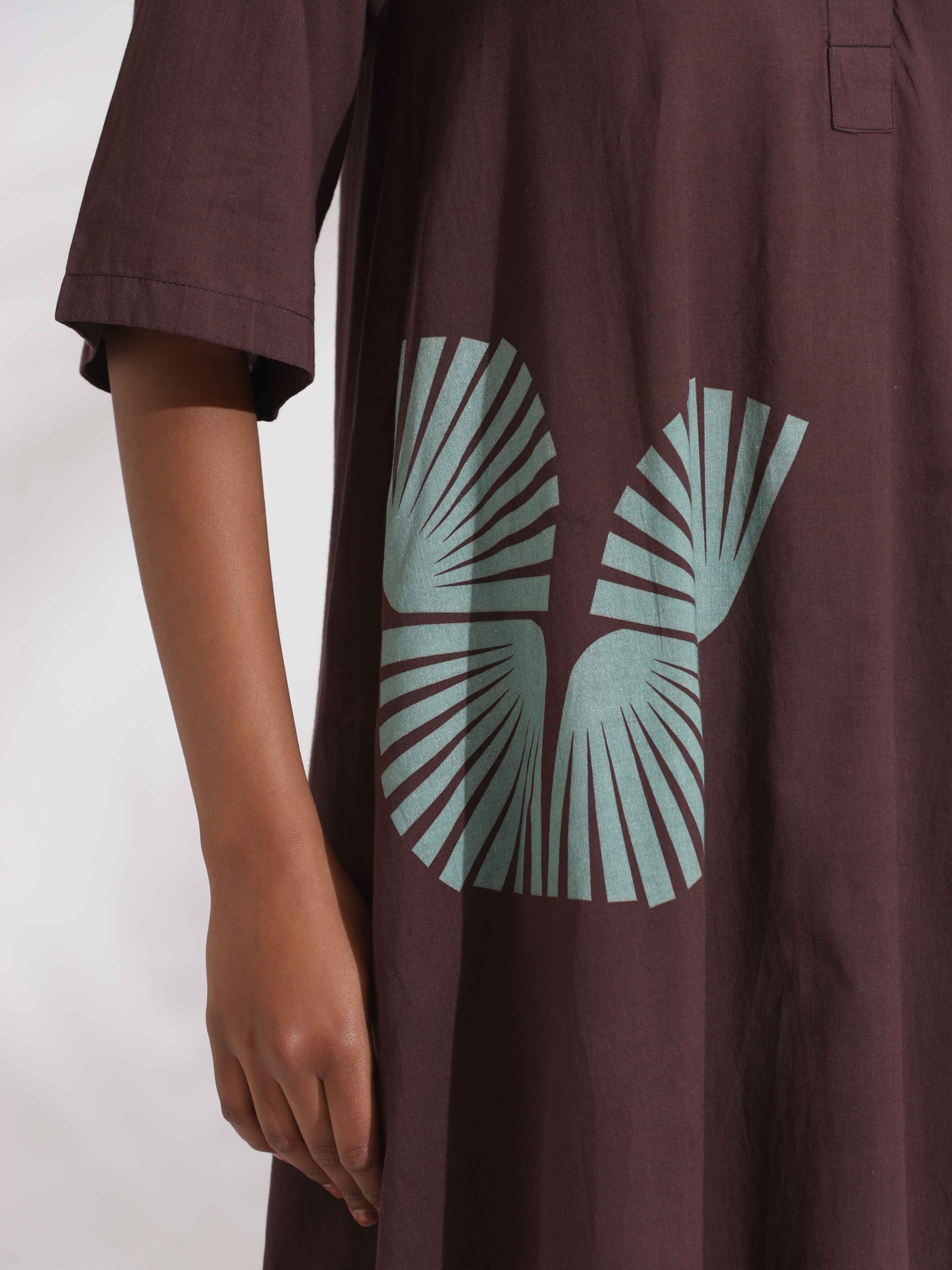 trueBrowns Cola Cotton Print Flared Kurta Set