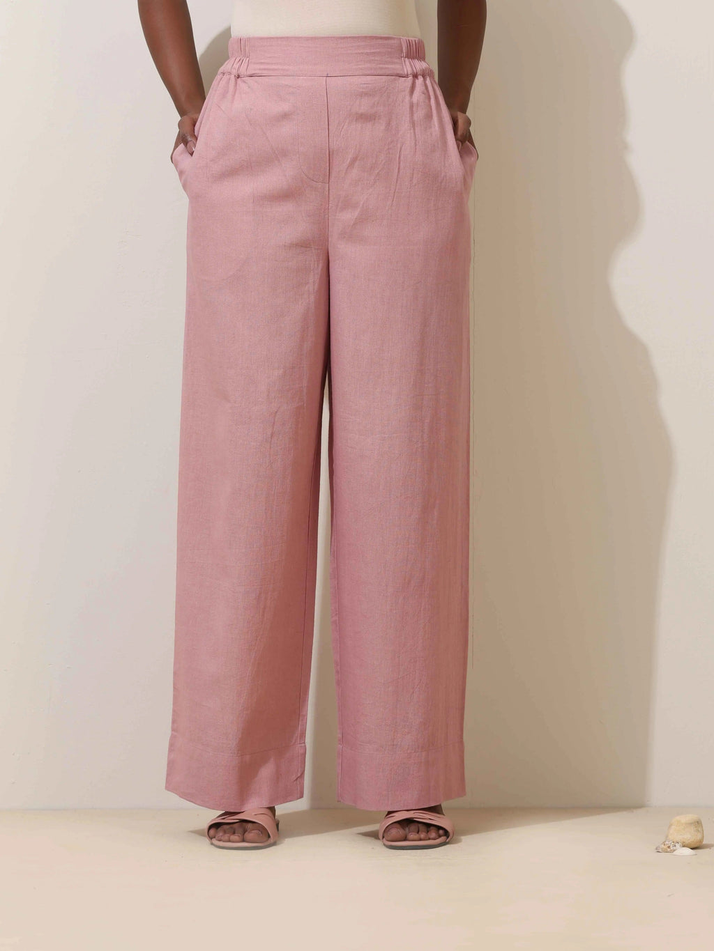trueBrowns Pink Cotton Linen Co-Ord Set