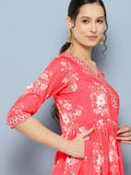 Ahalyaa Floral Printed Pleated Maxi Empire Ethnic Dress