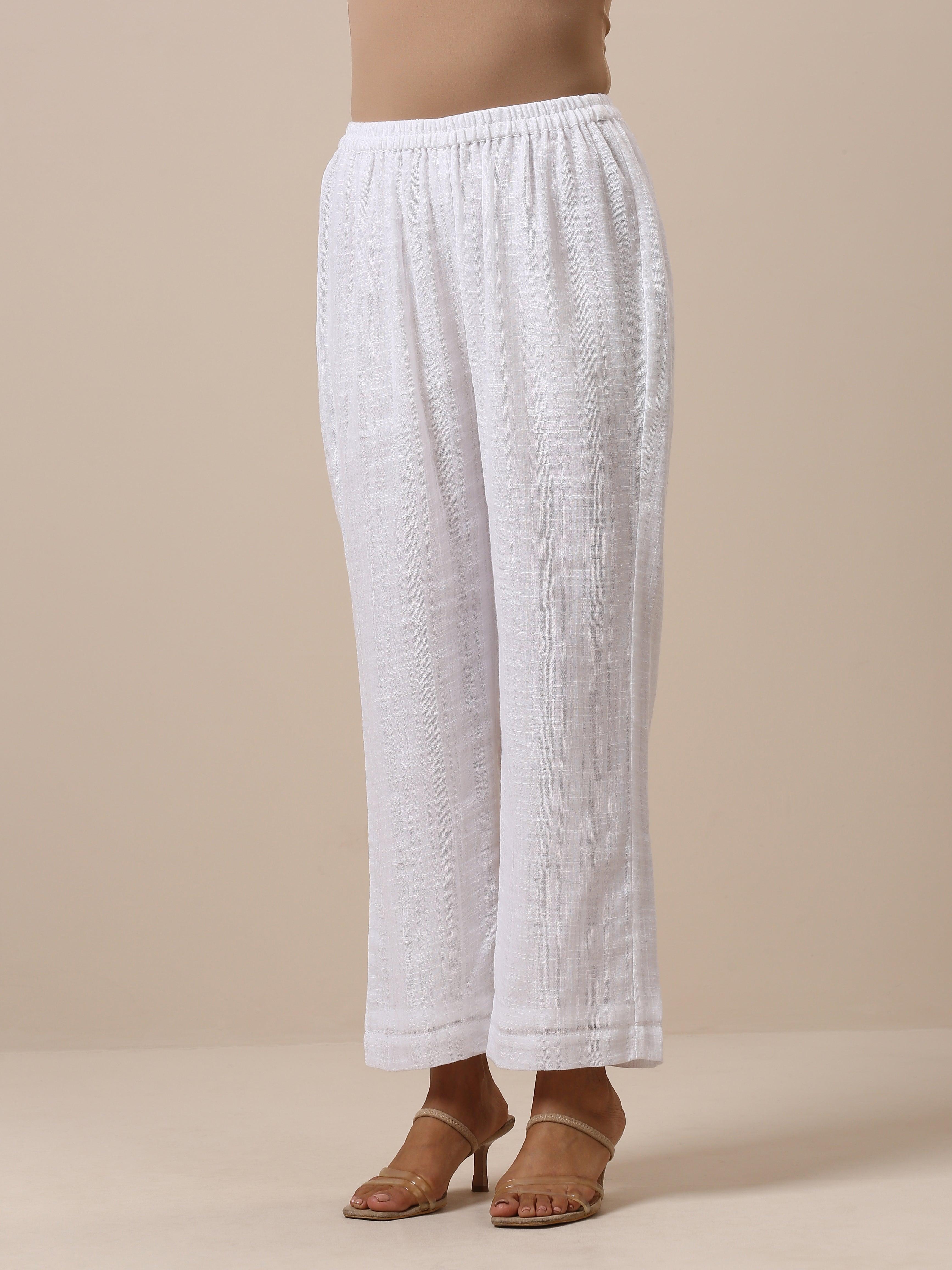 trueBrowns Gauze White Short Co-Ord Set