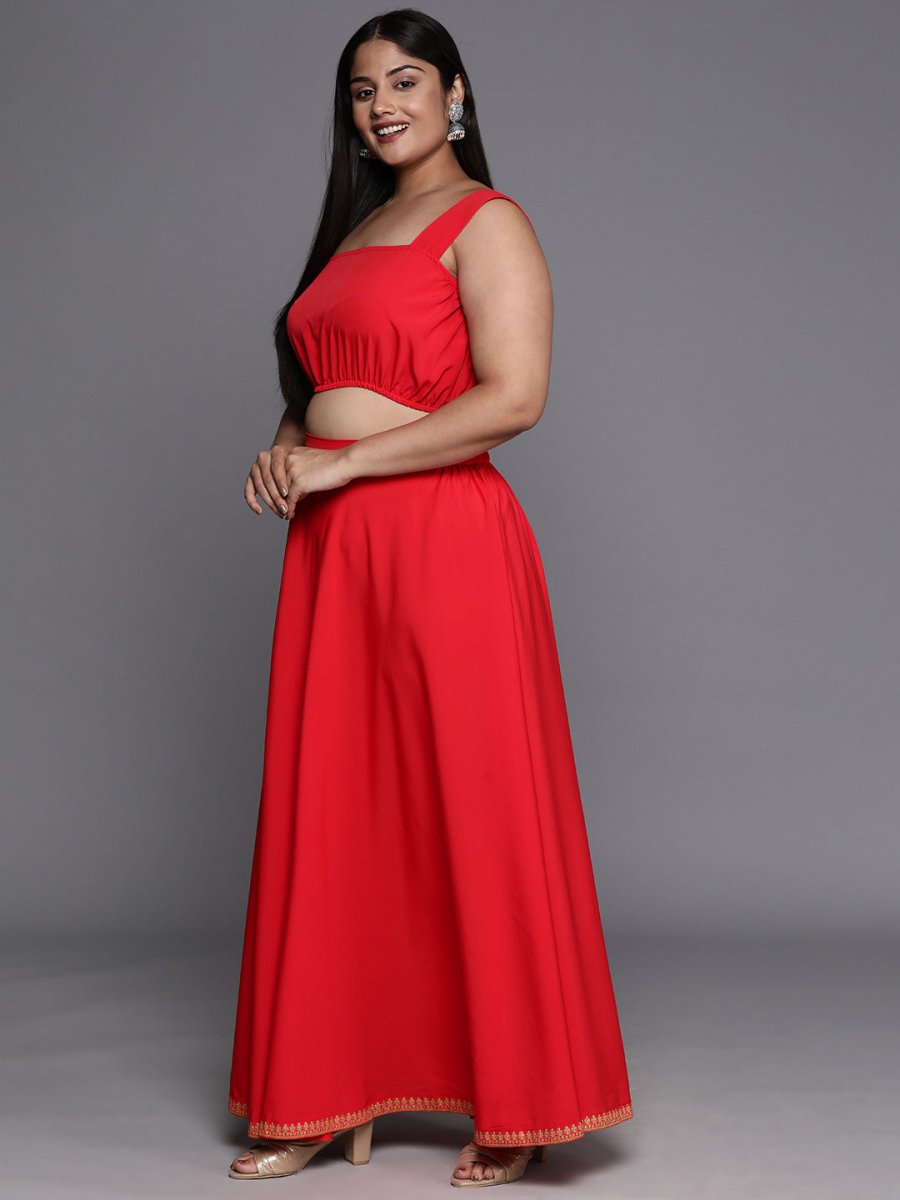 Ahalyaa Plus Size Ethnic Top & Skirt with Shrug