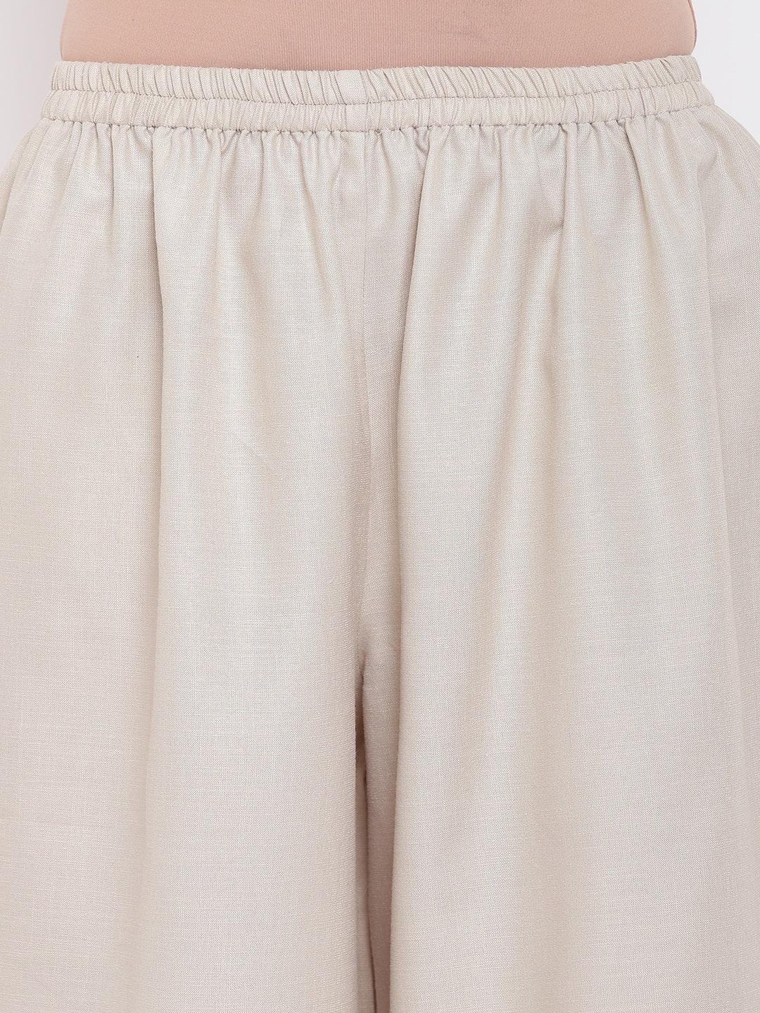 trueBrowns Linen Cotton Rose Kurta Pant Set