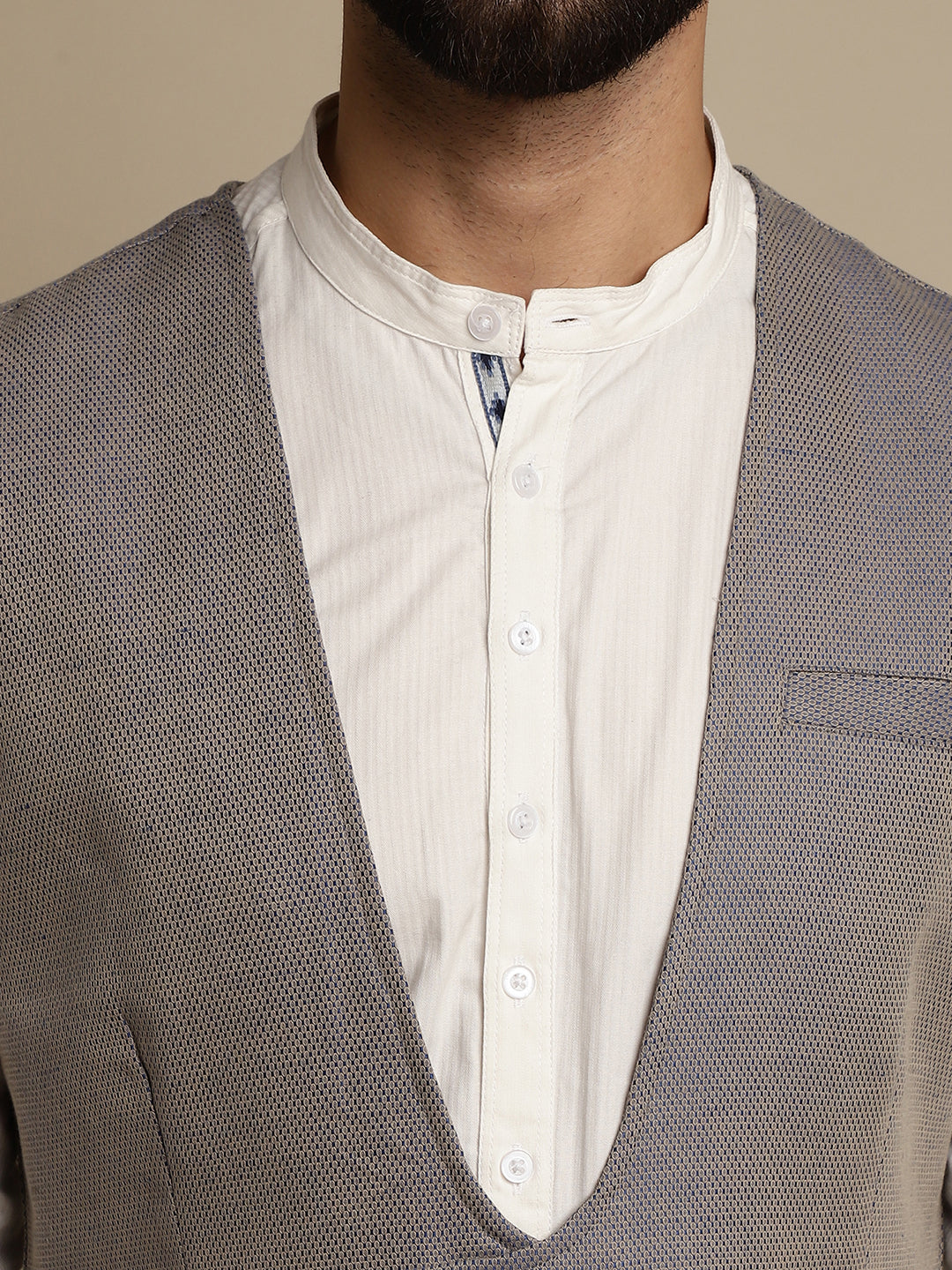 Even Apparels Men's Grey Double Breast Waistcoat