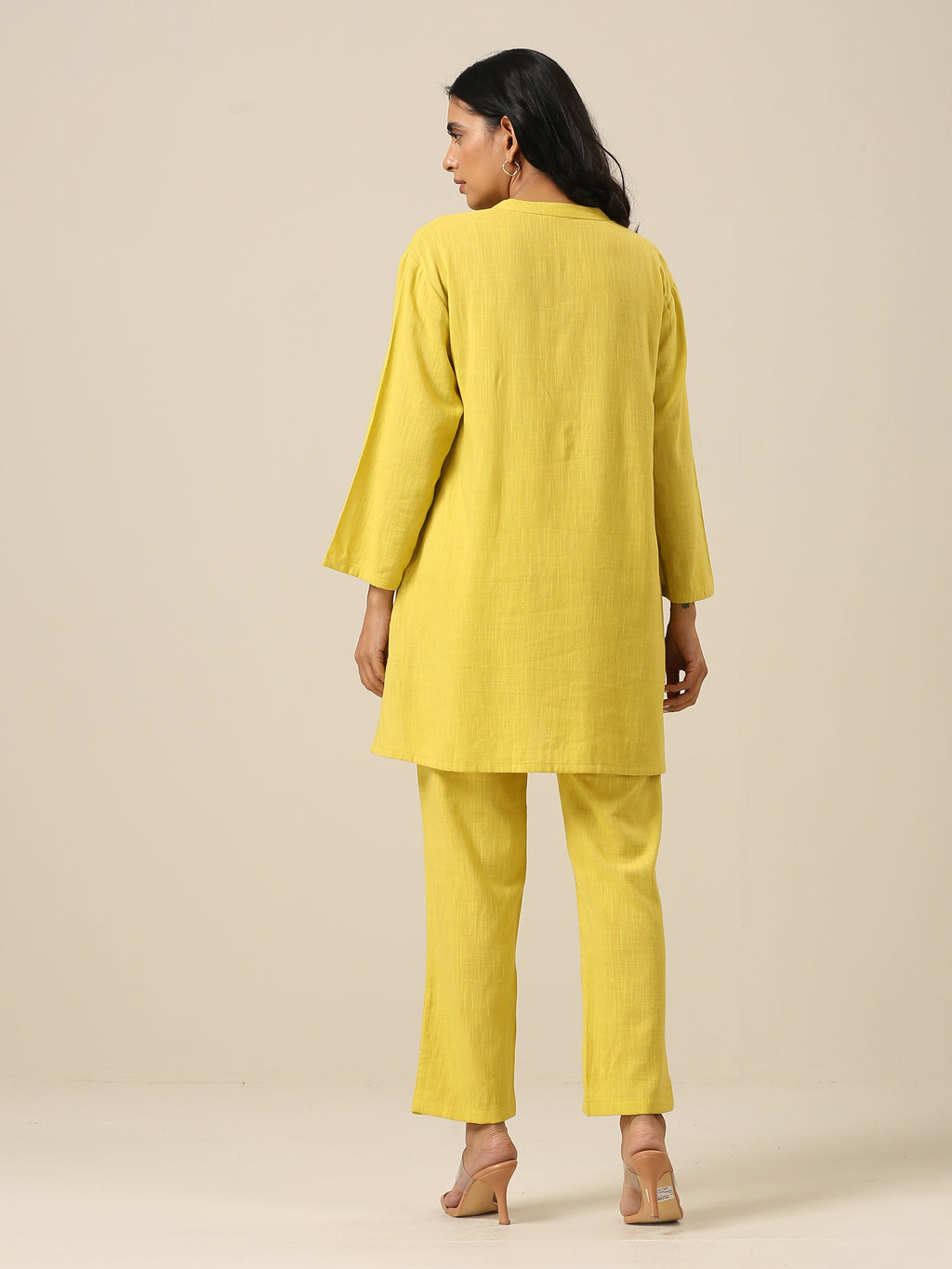 trueBrowns Lime Slub Texture Relax Fit Co-Ord Set