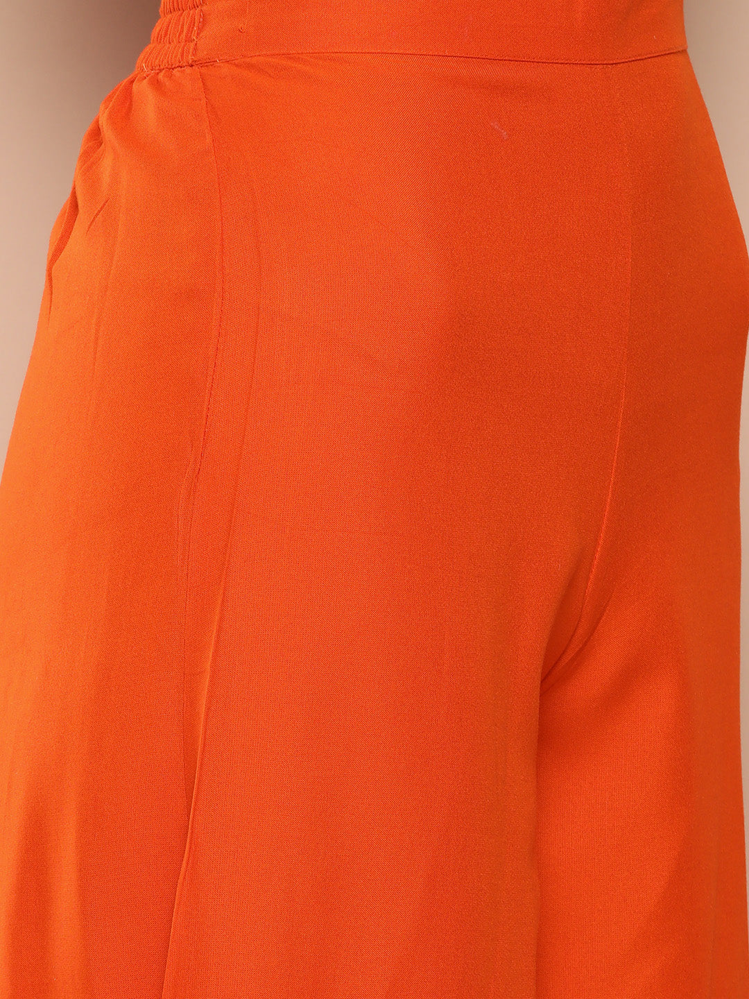 InWeave Women's Orange Strappy Set With Blue Chinnon Print Silk Dupatta