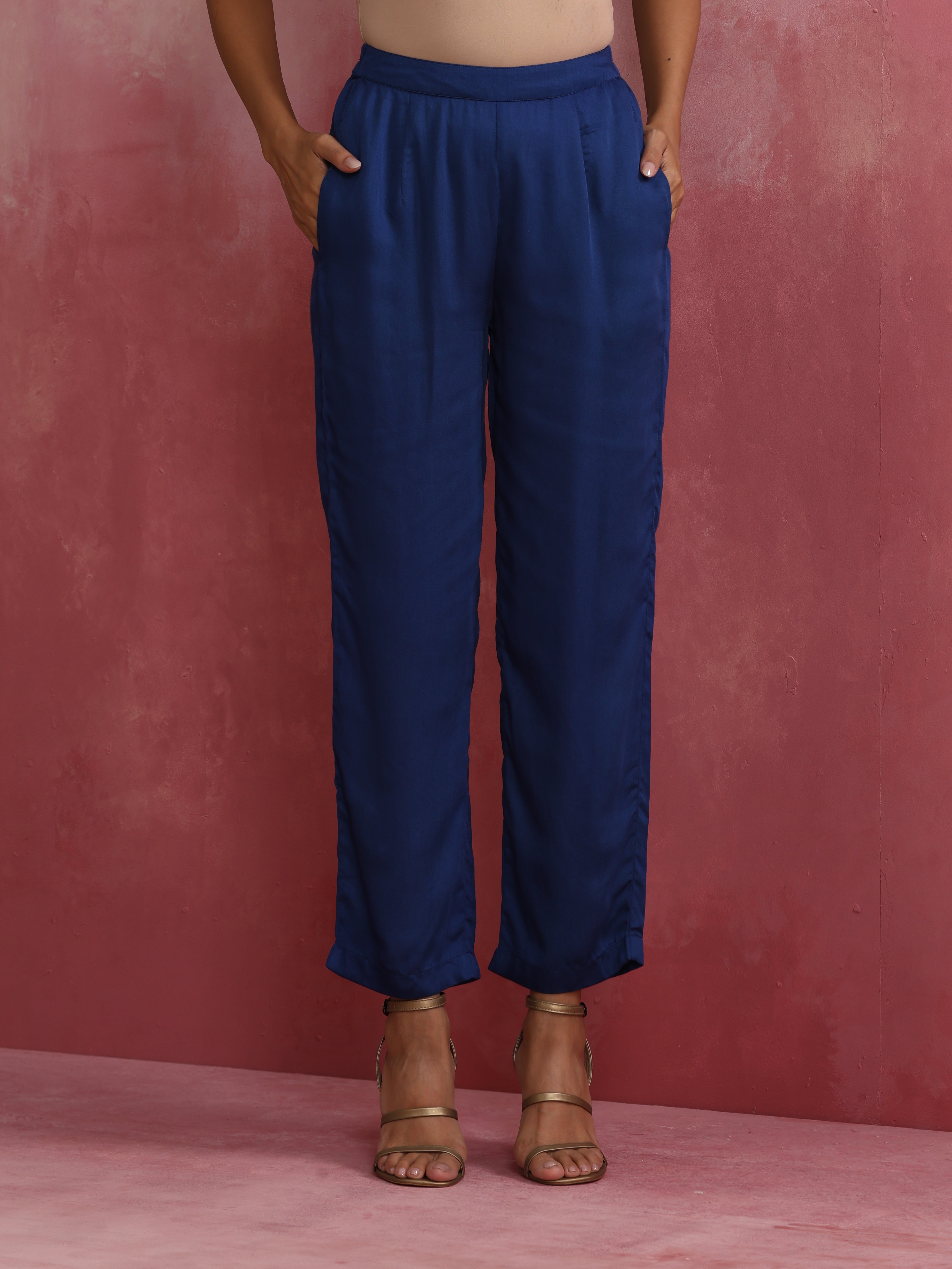 trueBrowns Blue Modal Flared Kurta Co-ord Set