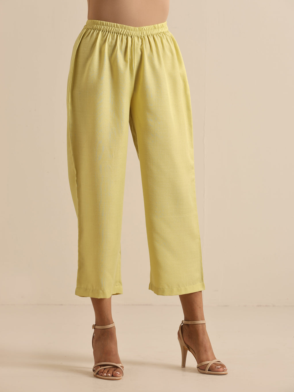 trueBrowns Spark Green Slub High Slit Kurta Pant Set
