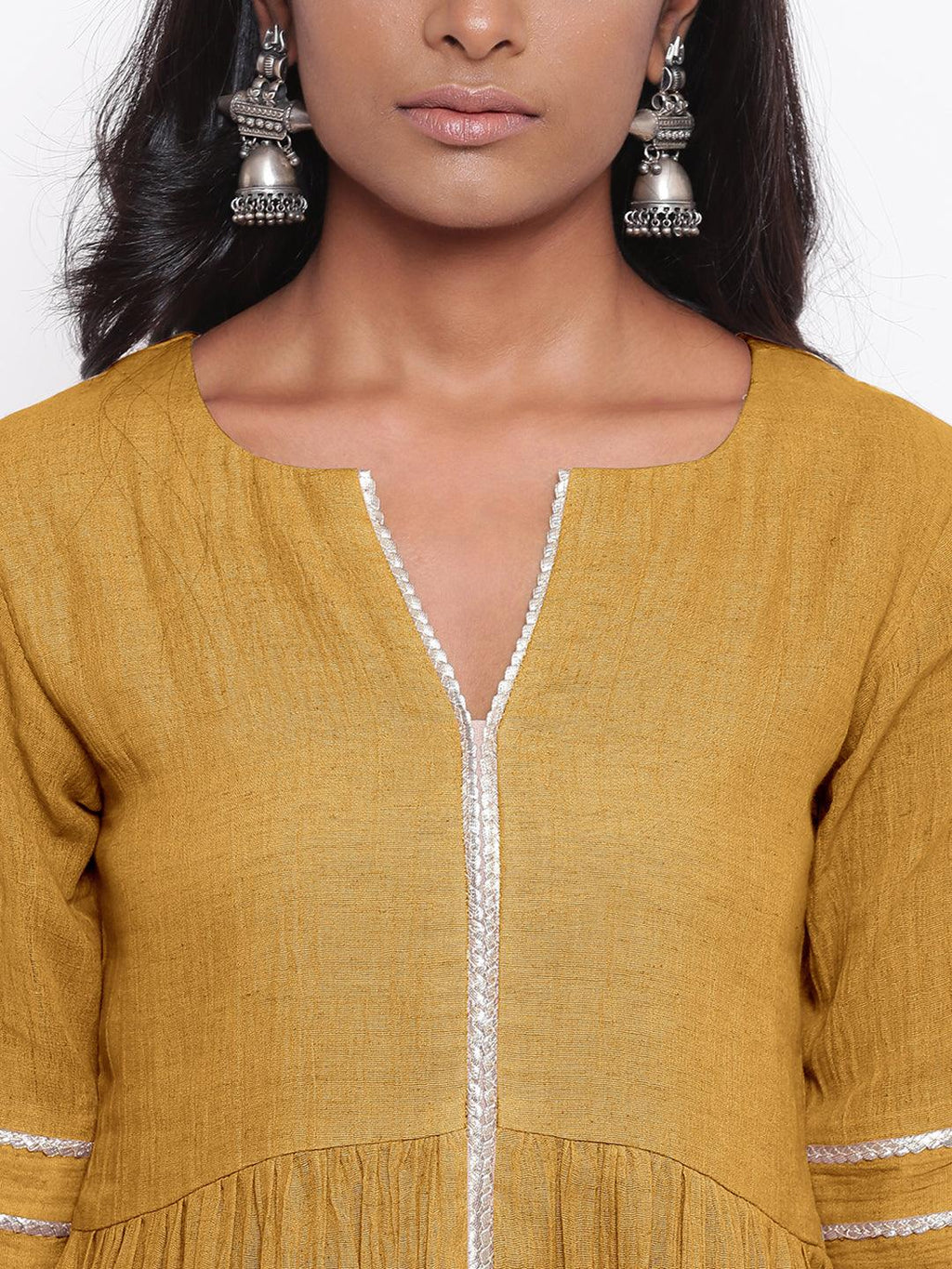 trueBrowns Pure Cotton Gota Slit Kurta Set | Relove