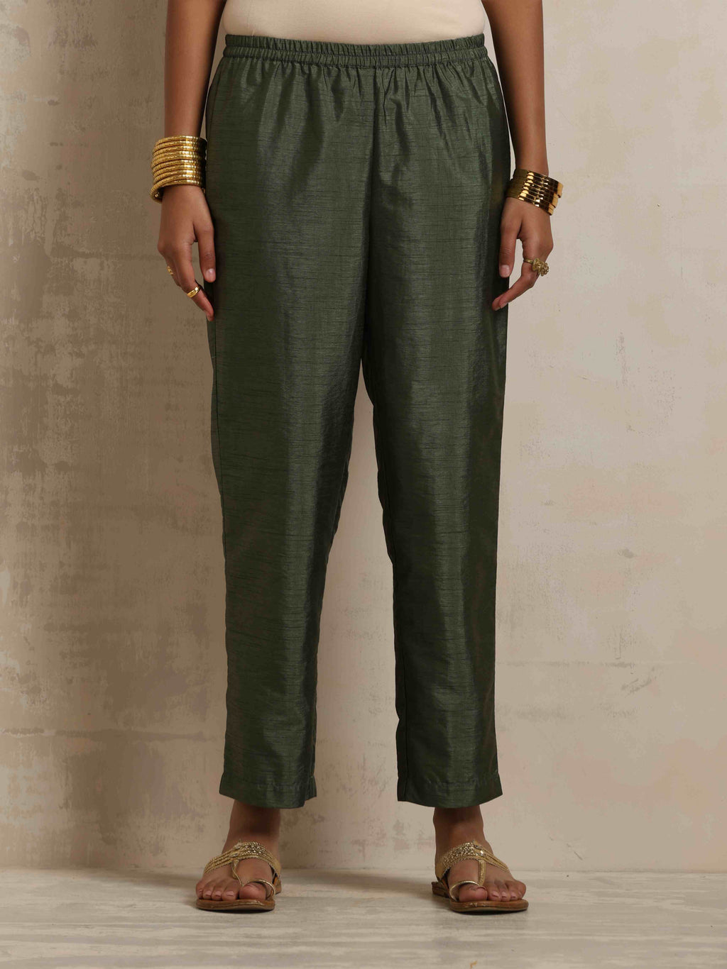 trueBrowns Green Tissue Kurta Set