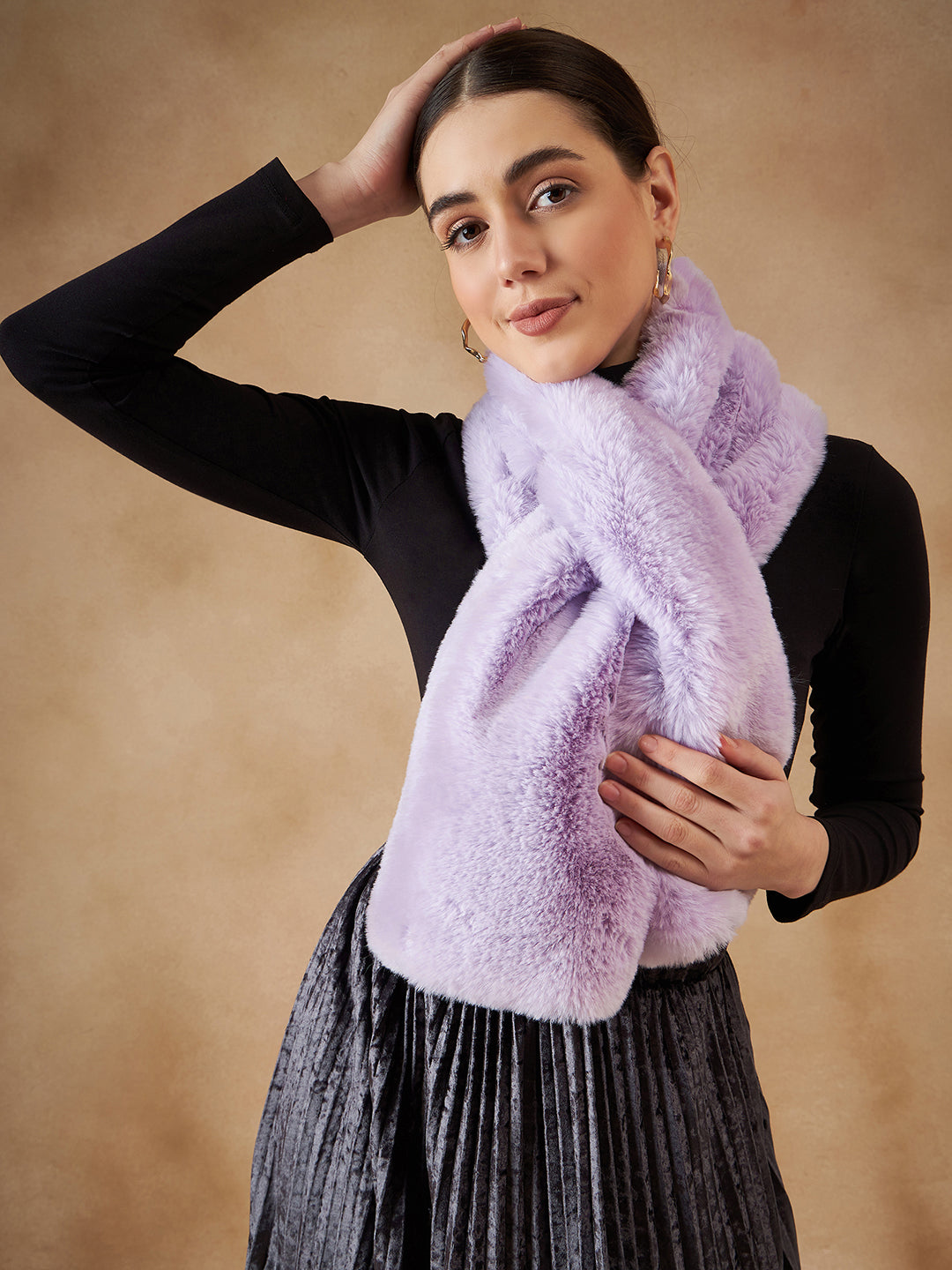 InWeave Women's Light Mauve Faux Fur Neck Warmer