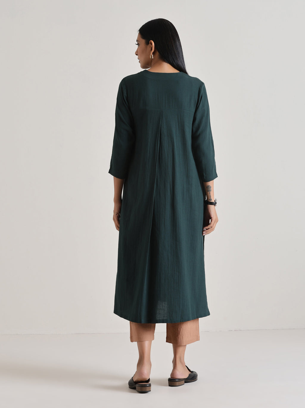 trueBrowns Dark Green Kurta Pant Set