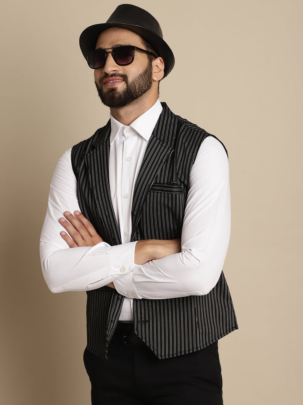 Even Apparels Men's Black Waistcoat with Notched Lapel