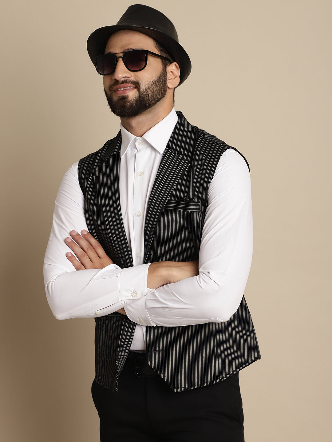 Even Apparels Men's Black Waistcoat with Notched Lapel