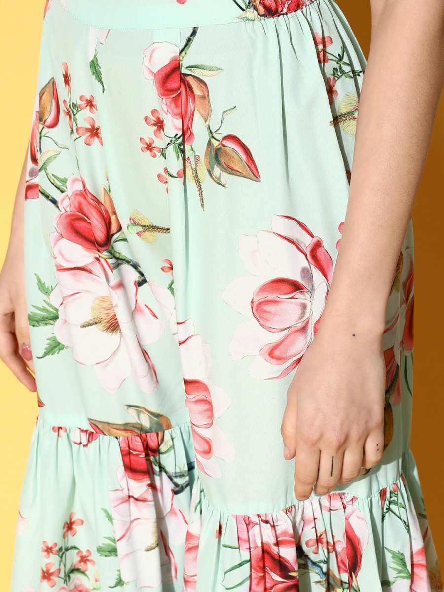 Ahalyaa Women Floral Printed Pleated Kurti with Sharara