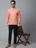 Even Apparels Orange Pure Cotton Kurta With Band Collar