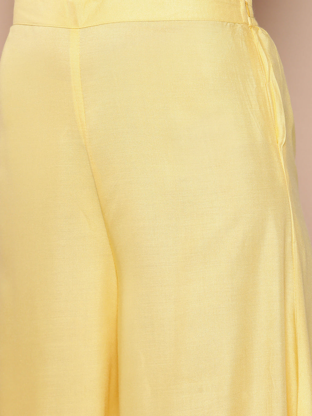 InWeave Women's Light Yellow Ray Strappy Set With Aqua Printed Border Dupatta