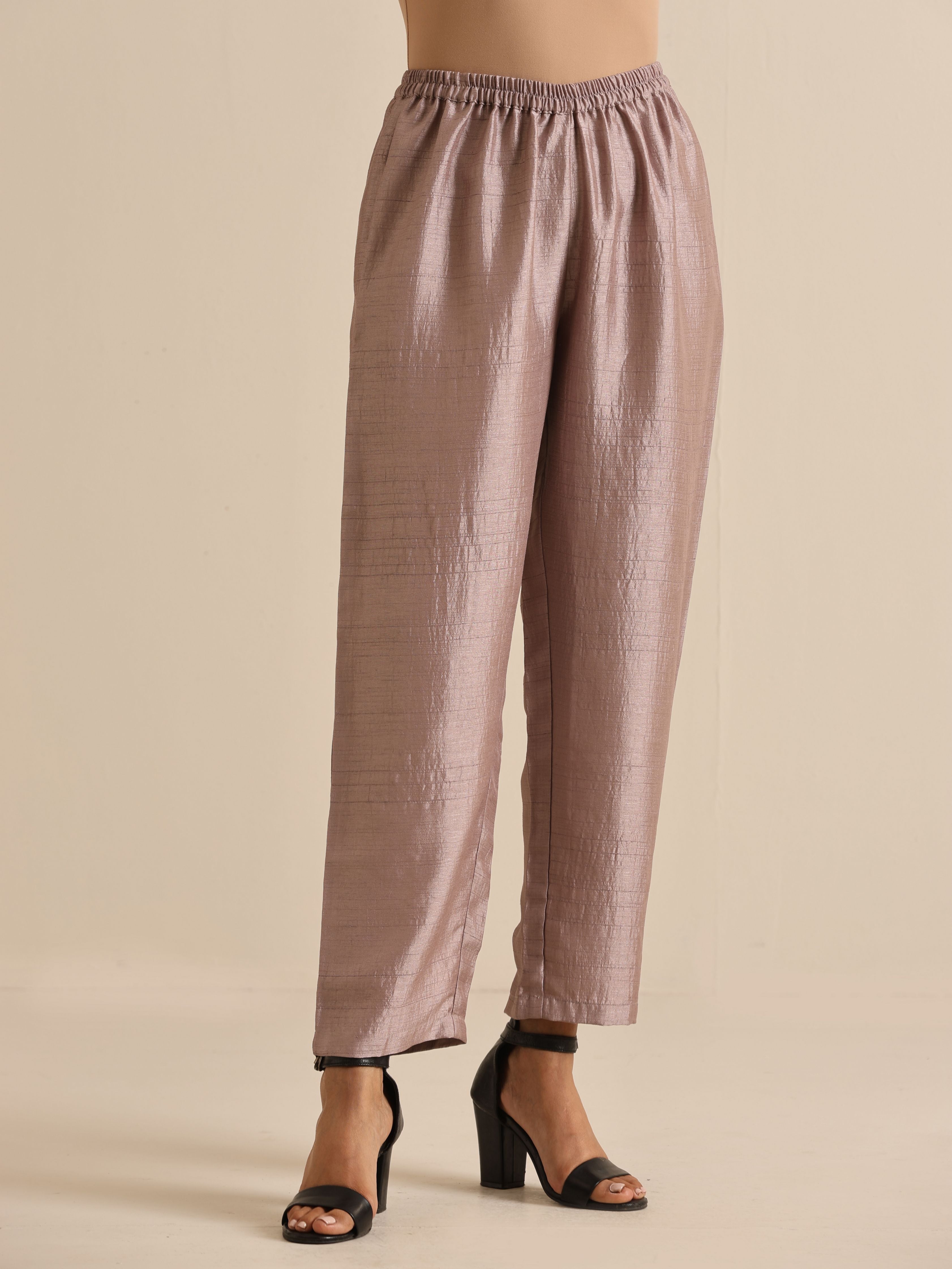 trueBrowns Grey Silk Texture Relaxed Co-Ord Set