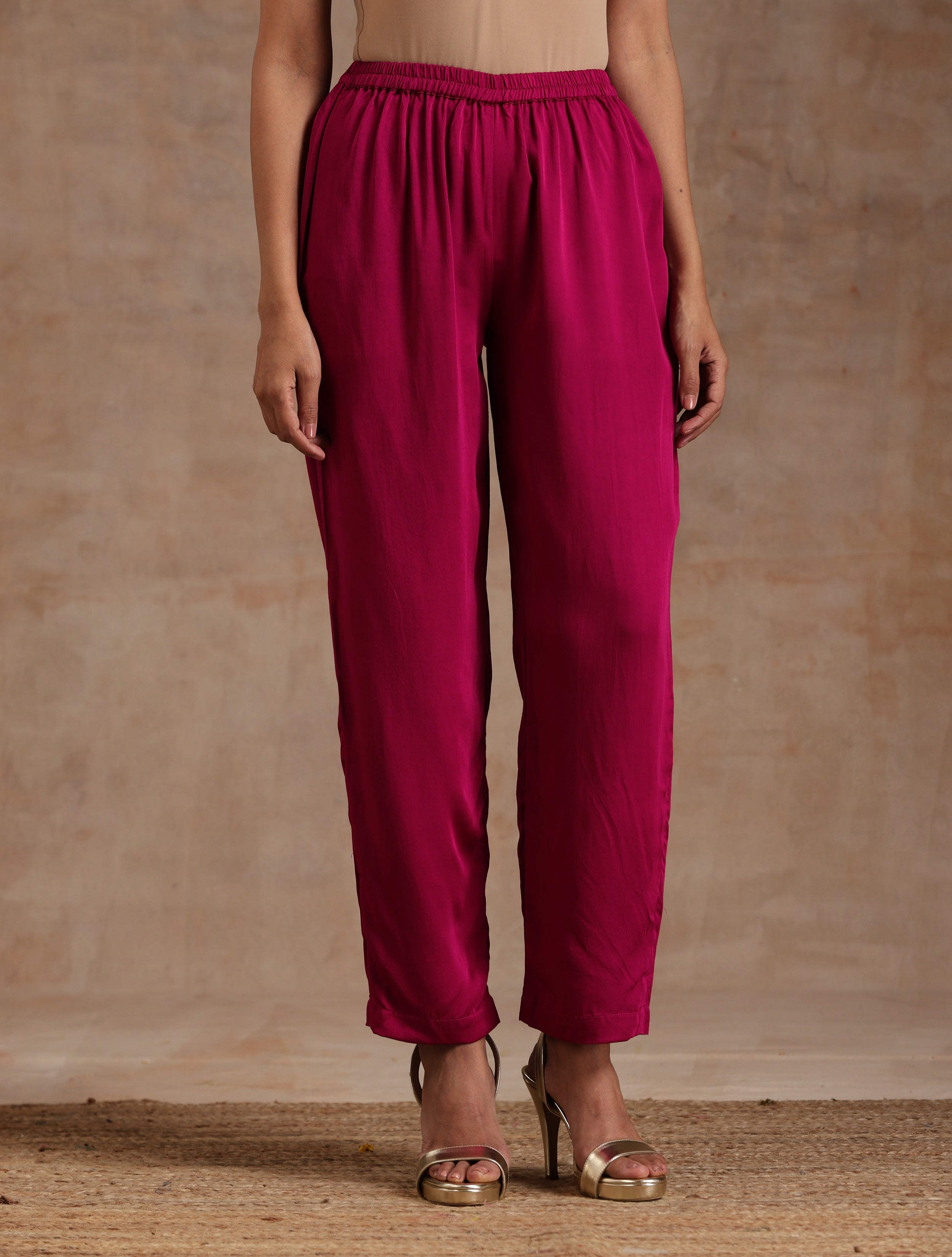 trueBrowns Pink Modal Satin Relax Co-ord Set