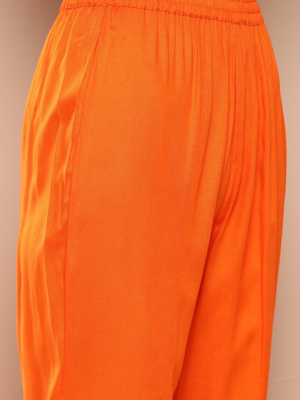 InWeave Women's Orange Organza Sleeve Kurta Set W Green Or Dupatta