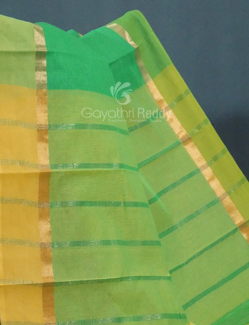 Shades of Green With Contrast Blouse Pure Mangalgiri Cotton By Gayathri Reddy Designer Studio