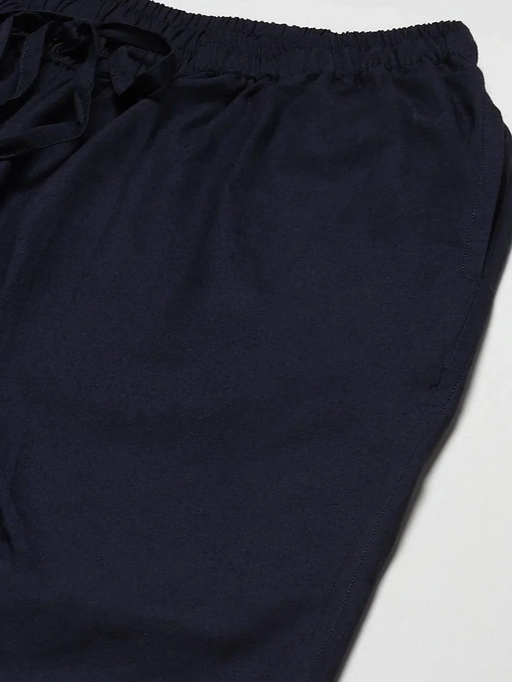 Fabmade Men's Navy Blue Cotton Linen Pyjama