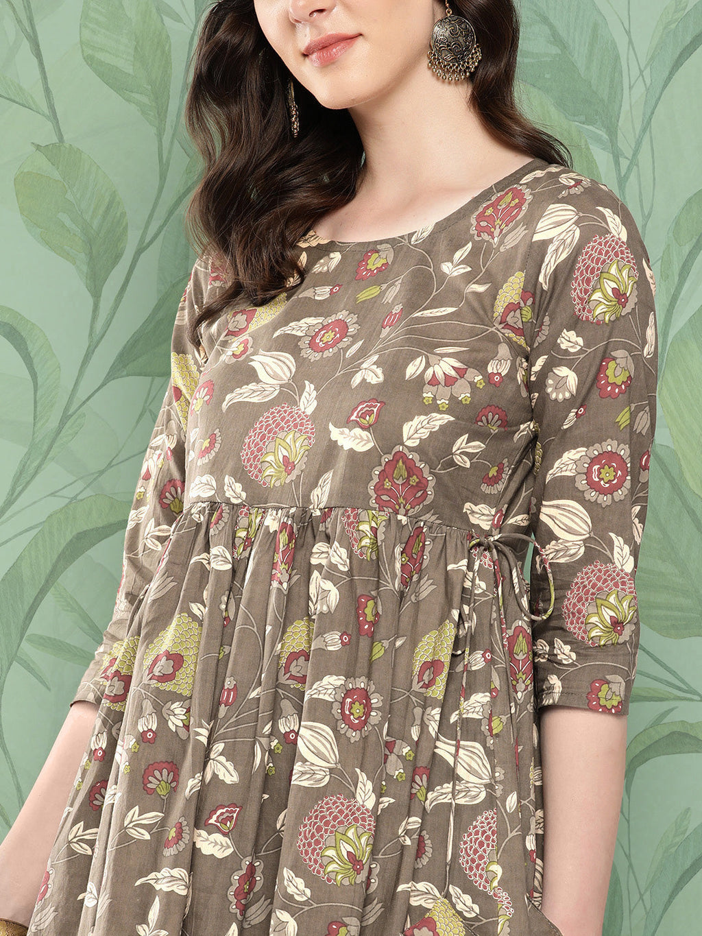 InWeave Women's Olive Shade Tropical Sharara Set