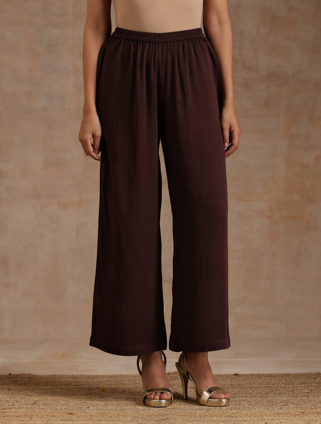 trueBrowns Cola Brown Modal Satin Oversized Kurta Set