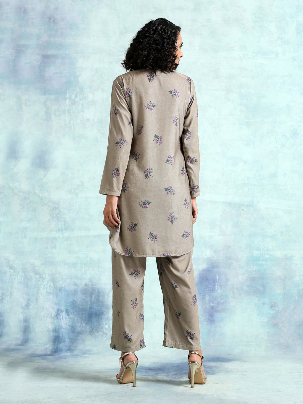 trueBrowns Sage Printed Velvet Co-Ord Set